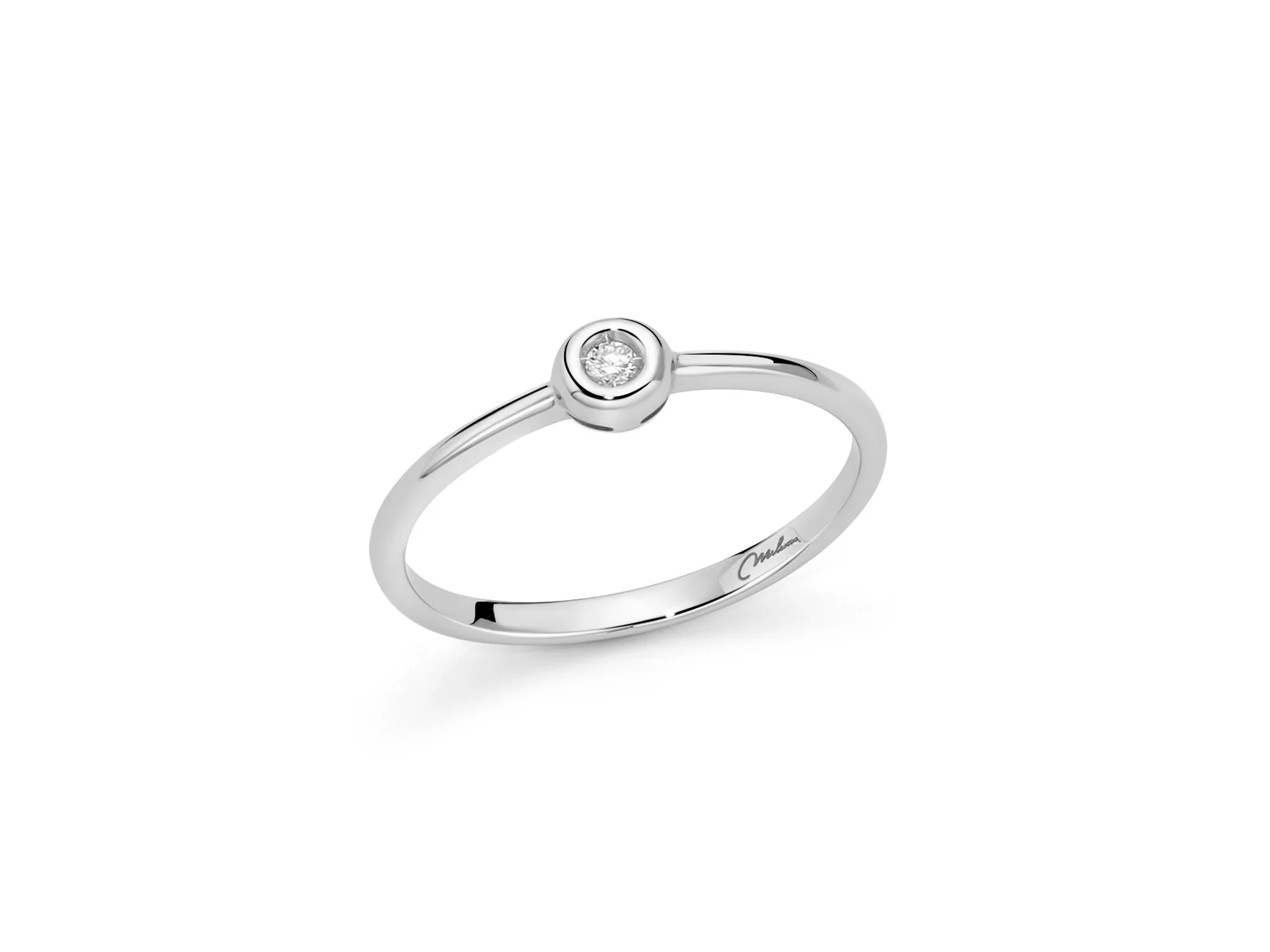 Anello con diamante incastonato in oro bianco - Image 3