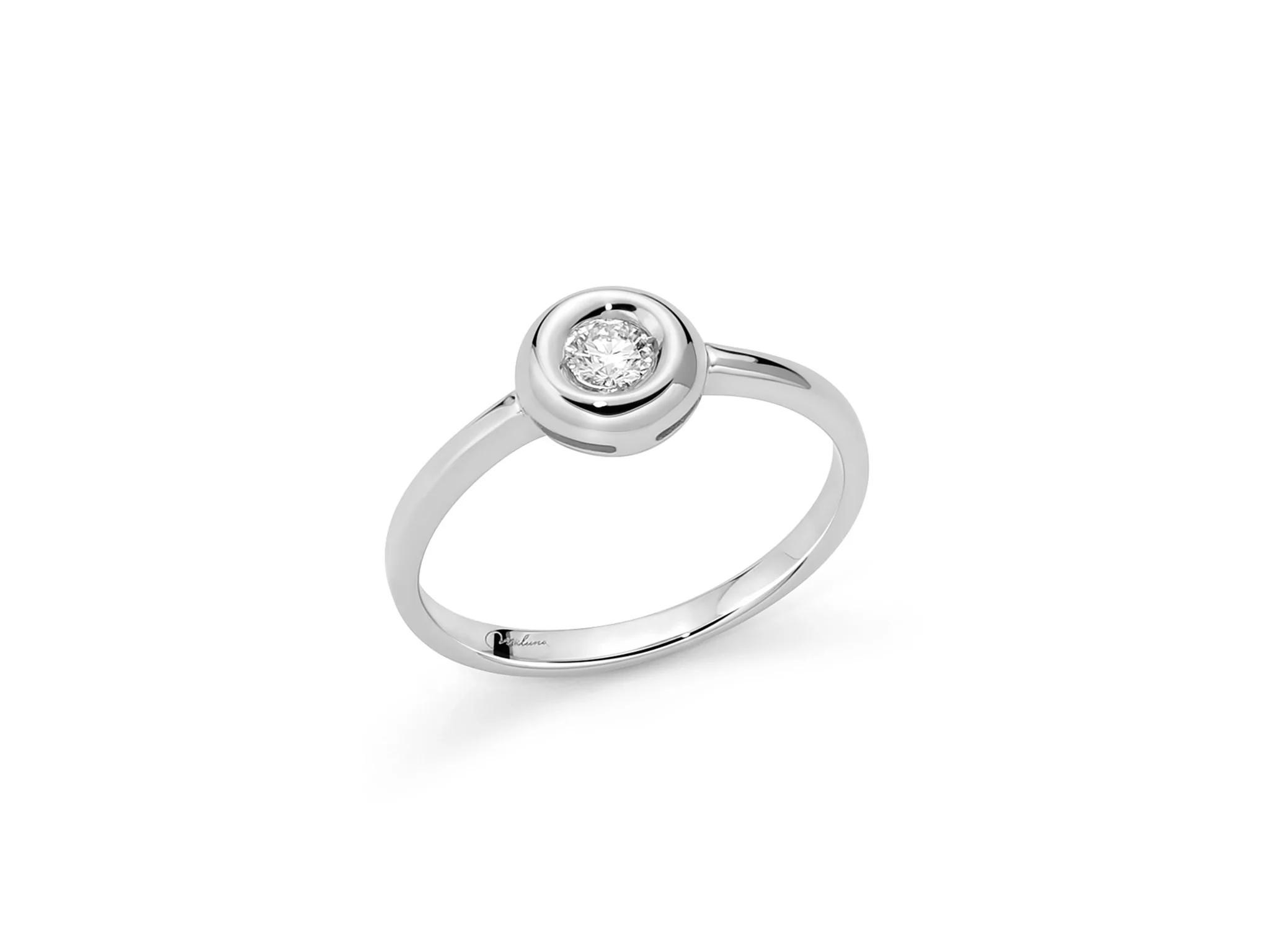 Anello con diamante incastonato in oro bianco - Image 4