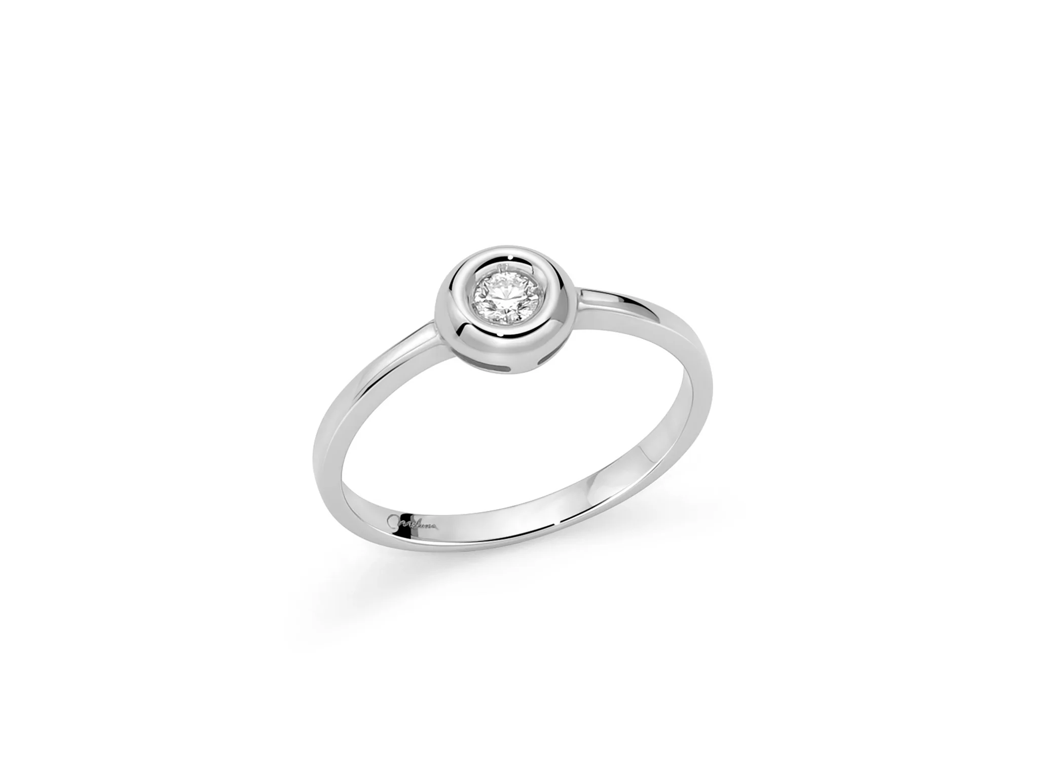 Anello con diamante incastonato in oro bianco - Image 5