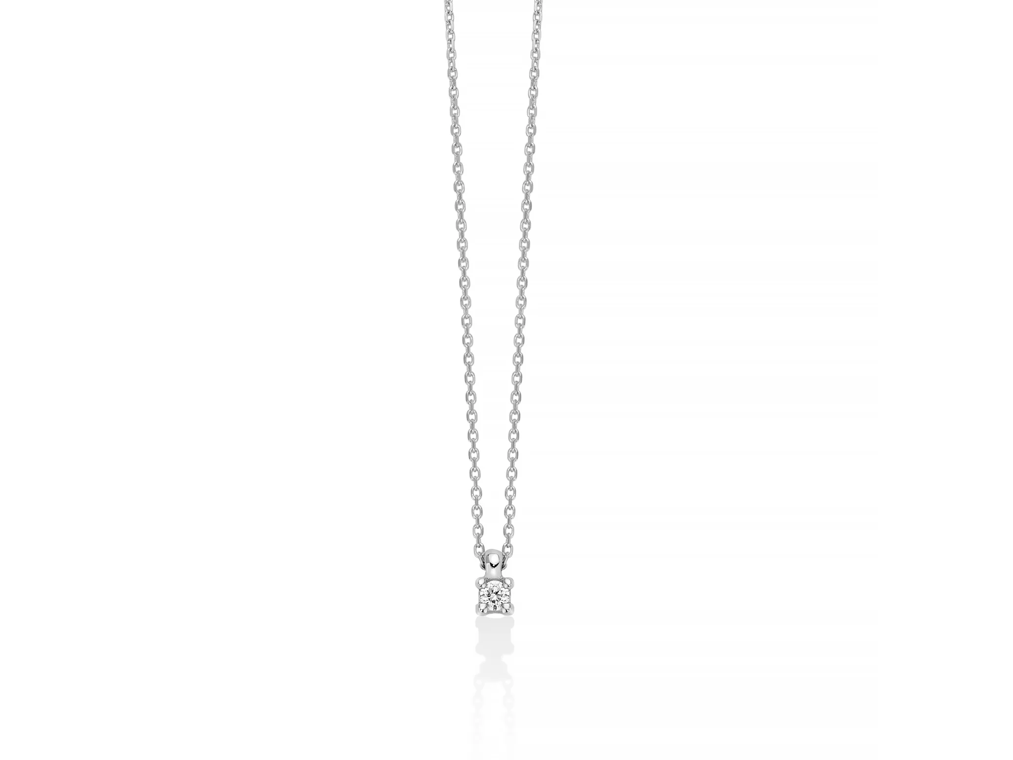 Collana con diamante punto luce a griffe regolari in oro bianco 375 - Image 3